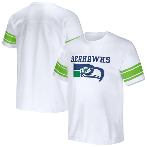 Men's Seattle Seahawks White x Darius Rucker Collection Football Striped T-Shirt